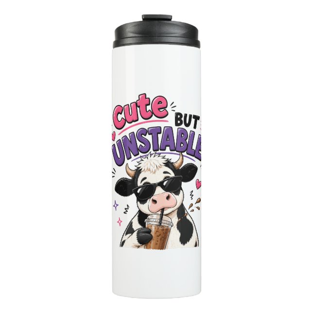 Bouteilles Isothermes Vache mignonne mais instable avec café glacé (Devant)