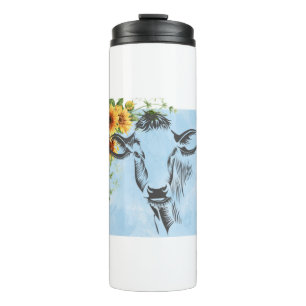 Bouteilles Isothermes Vaches et tournesols sur une tasse de voyage