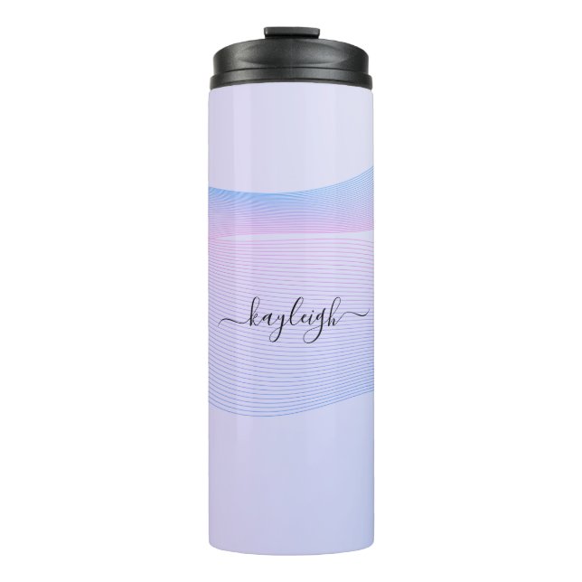Bouteilles Isothermes Vagues Abstraites Bleu rose Bleu Thermal Tumbler (Devant)