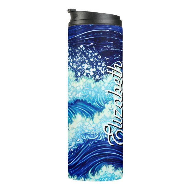 Bouteilles Isothermes Vagues de l'océan bleu (Tourné sur la droite)