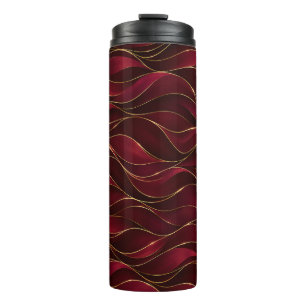 Bouteilles Isothermes Vagues de marbre rouge burgundy élégantes avec acc