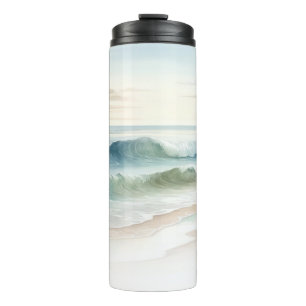 Bouteilles Isothermes Vagues de plage à l'aquarelle Rustique Côtière