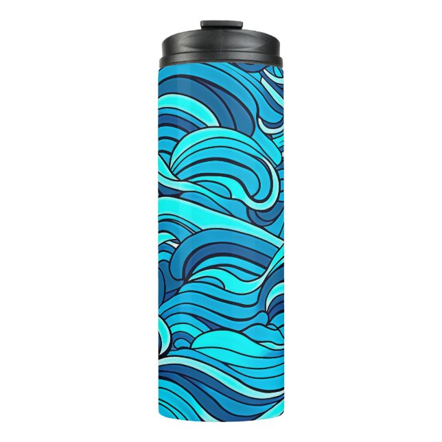 Bouteilles Isothermes Vagues d'eau bleu turquoise Abstraite | (Devant)