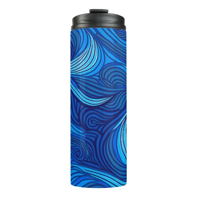 Bouteilles Isothermes Vagues d'eau de l'océan bleu turquoise abstrait | (Devant)