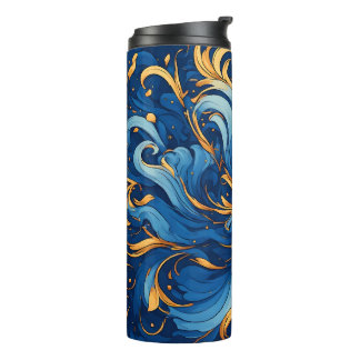 Bouteilles Isothermes Vagues royales de fantaisie Tourbillons de bleu et