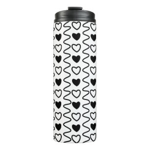 Bouteilles Isothermes Valentines Jour Coeurs Chevron Motif noir blanc