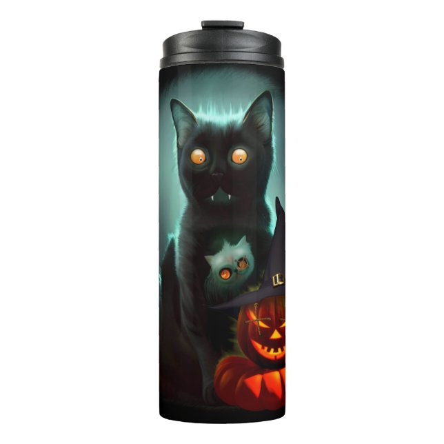 Bouteilles Isothermes Vampire Chat et Assistant Citrouille Halloween Sur (Devant)