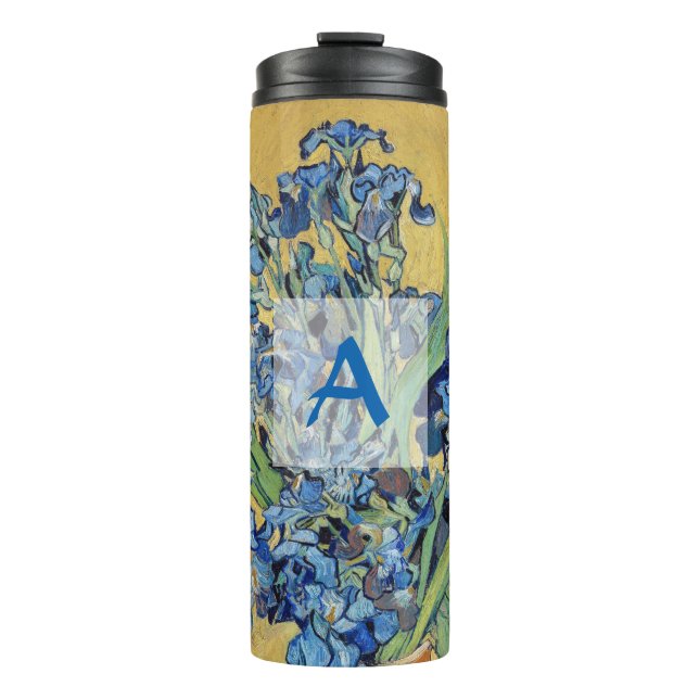 Bouteilles Isothermes Van Gogh Irises Vase Blue Floral Peinture Monogram (Devant)