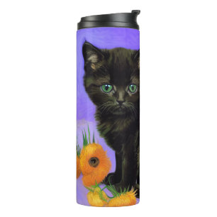 Bouteilles Isothermes Van Gogh Kitten noir avec des tournesols