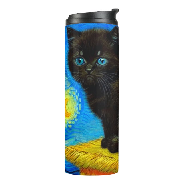Bouteilles Isothermes Van Gogh Style Starry Night Cat (Tourné sur la gauche)
