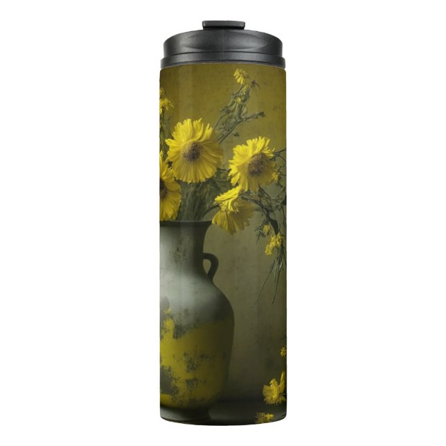 Bouteilles Isothermes Vase antique de fleurs jaunes (Devant)