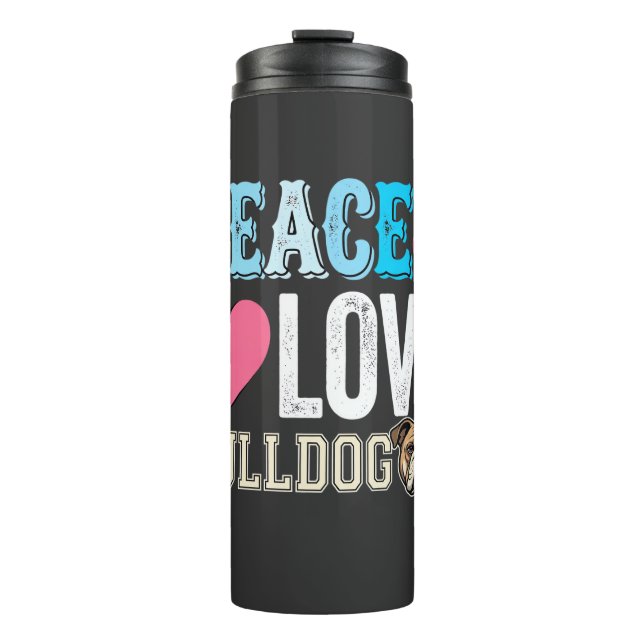 Bouteilles Isothermes Vecteur Peace Love Bouledogue (Devant)