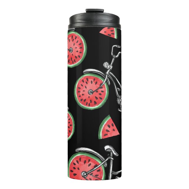 Bouteilles Isothermes Vélos à roue de pastèque, motif d'été. (Devant)