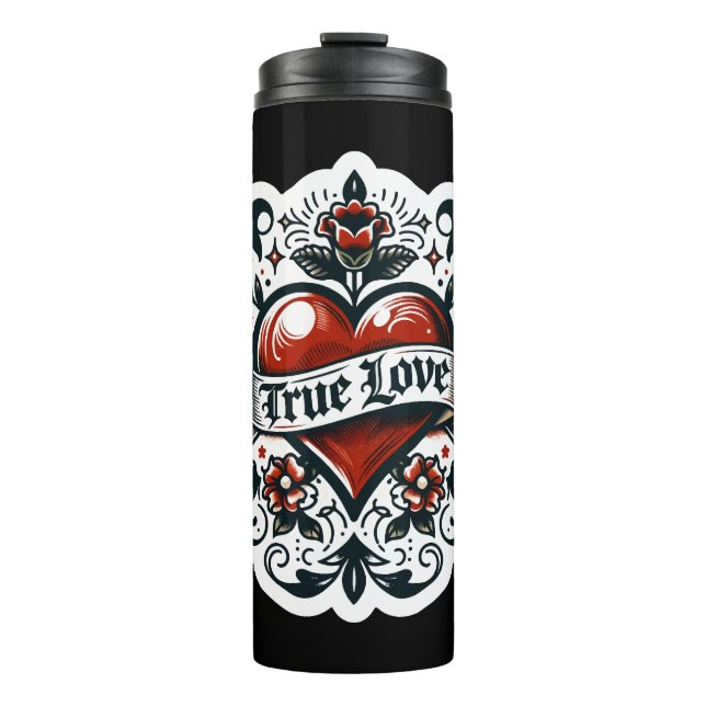 Bouteilles Isothermes Véritable amour Coeur Tatouage Style Sticker Artis (Devant)
