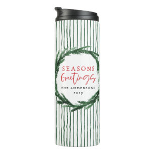 Bouteilles Isothermes Verraie d'aquarelle + cadeau de Noël rayé