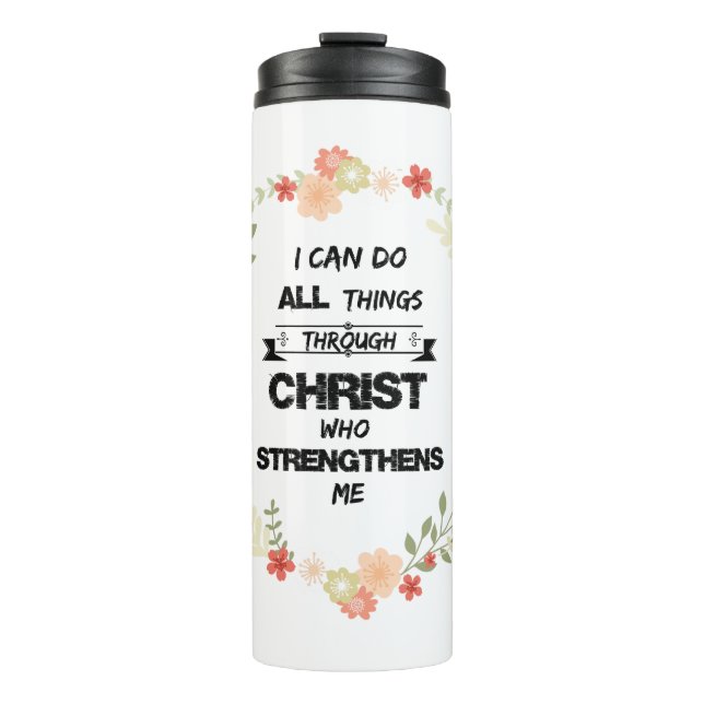 Bouteilles Isothermes Verset biblique : Je peux faire tout par le Christ (Devant)