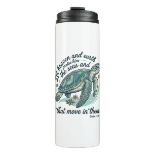 Bouteilles Isothermes Verset de la Bible Tortue de Mer Dessin de Gravure