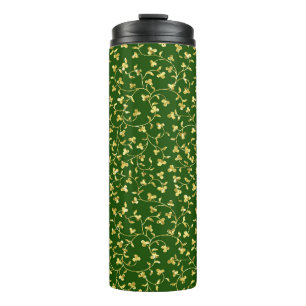 BOUTEILLES ISOTHERMES VERT AVEC PARTIES SCINTILLANT D'OR RESSORT SHAMROC