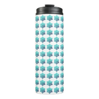 Bouteilles Isothermes Vert bleu rayonnant, Snowflakes Navy Tumbler