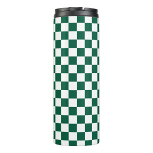 Bouteilles Isothermes Vert chasseresse et carreaux blancs