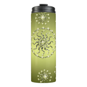 BOUTEILLES ISOTHERMES VERT DE LIME AVEC JEWEL D'ARGENT MOTIFS
