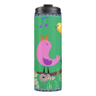 Bouteilles Isothermes Vert de mer - Oiseaux (avec initiales) Tumbler the