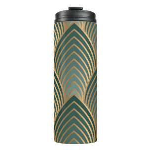 Bouteilles Isothermes Vert-doré géométrique : motif vintage sans soudure