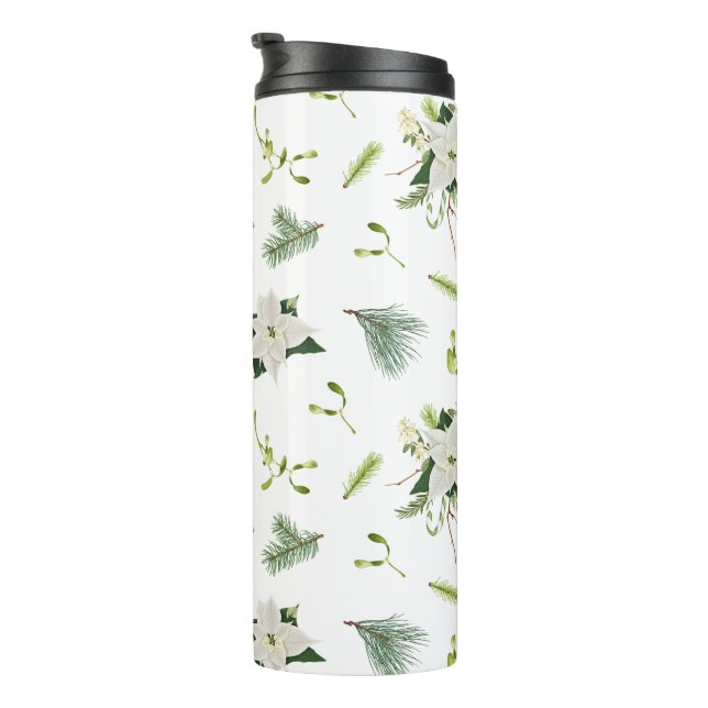 Bouteilles Isothermes Vert et blanc floral doux et élégant (Tourné sur la droite)