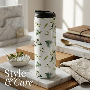 Bouteilles Isothermes Vert et blanc floral doux et élégant