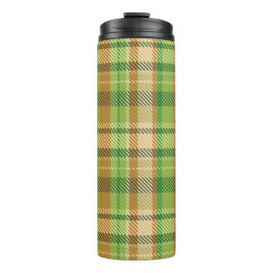 BOUTEILLES ISOTHERMES VERT ET ORANGE MOTIFS PLAID IRLANDAIS