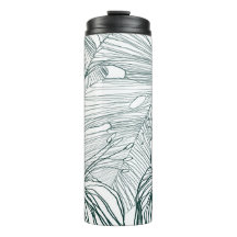 vert foncé & turquoise monstère feuilles & lys con