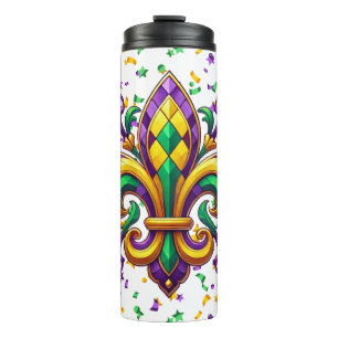 Bouteilles Isothermes Vert jaune pourpre Mardi Gras fleur de lis