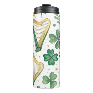 BOUTEILLES ISOTHERMES VERT & OR IRLANDAIS SHAMROCKS & HARPS