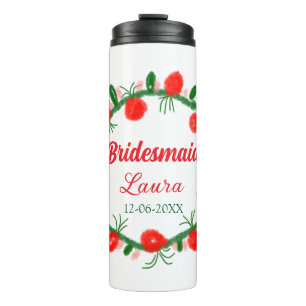 Bouteilles Isothermes vert rouge fil cir ajouter nom bridesmaid année ca