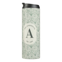 Vert Sauge Personnalisé Monogramme Élégant Art Déc