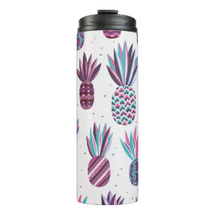 Bouteilles Isothermes Vibes d'été : Motif d'ananas, points colorés