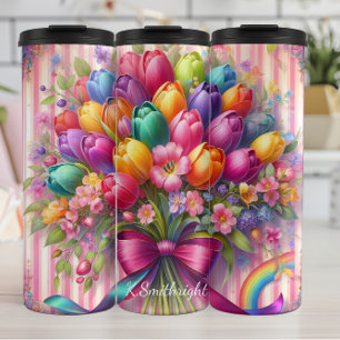 Bouteilles Isothermes Vibrant bouquet Tulip Ruban arc-en-ciel