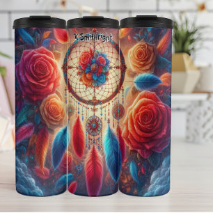 Bouteilles Isothermes Vibrant Dreamcatcher avec Roses et plumes