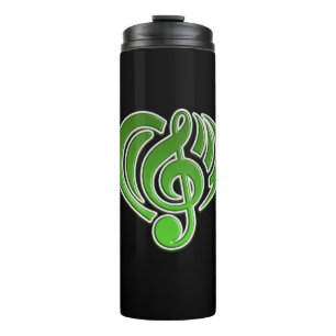 Bouteilles Isothermes Vibrations Amour Musical Cœur Vert Note De Musique