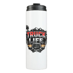 Bouteilles Isothermes Vie de Camion Grunge en Chrome Rouge Distressed Ca