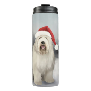 Bouteilles Isothermes Vieux chien de berger anglais à Noël sous la neige