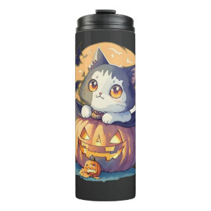 Bouteilles Isothermes Vintage 90s Citrouille Chat Halloween Rétro