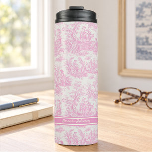 Bouteilles Isothermes Vintage bébé rose Toile de Jouy floral français