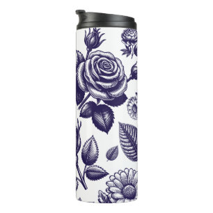 Bouteilles Isothermes Vintage floral bleu marine