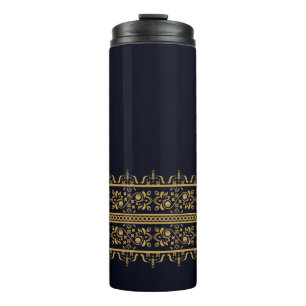 Bouteilles Isothermes Vintage Golden Indian Blockprint Motif