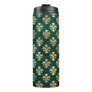 Bouteilles Isothermes Vintage Grunge Turquoise et Gold Damask