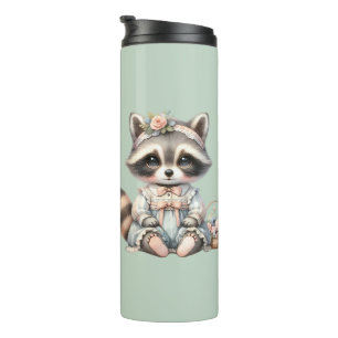 Bouteilles Isothermes Vintage habillé Cottagecore Raccoon Pastel