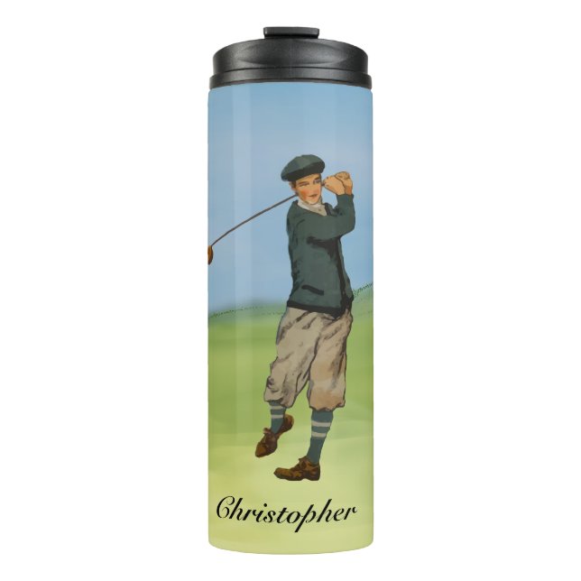 Bouteilles Isothermes Vintage look Golfer Golf swing (Devant)