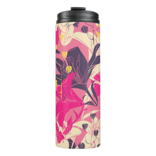 Bouteilles Isothermes Vintage motif floral transparent. Design rideau. M