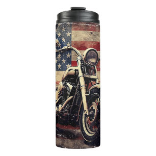 Bouteilles Isothermes Vintage Motorcycle USA Drapeau Retro Biker América